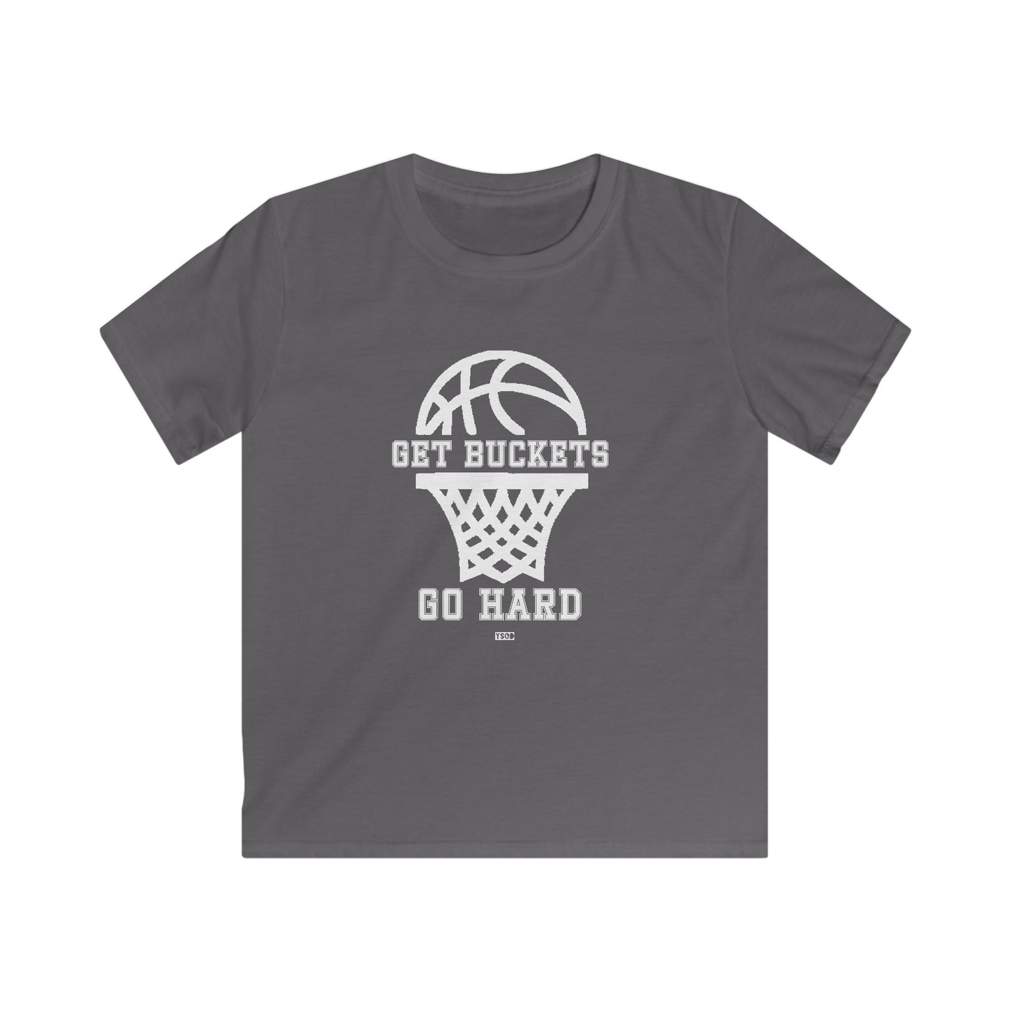 GET BUCKETS GO HARD Kids Basketball Tee