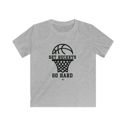 GET BUCKETS GO HARD Kids Basketball Tee