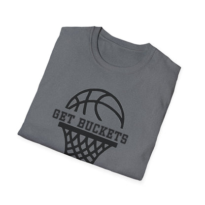 GET BUCKETS GO HARD blk ltr  Unisex Basketball T-Shirt