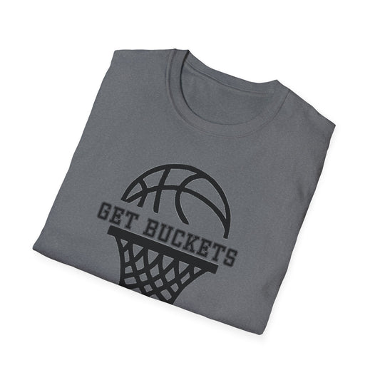 GET BUCKETS GO HARD blk ltr  Unisex Basketball T-Shirt