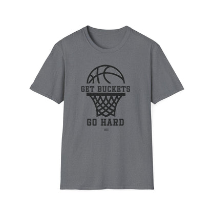 GET BUCKETS GO HARD blk ltr  Unisex Basketball T-Shirt
