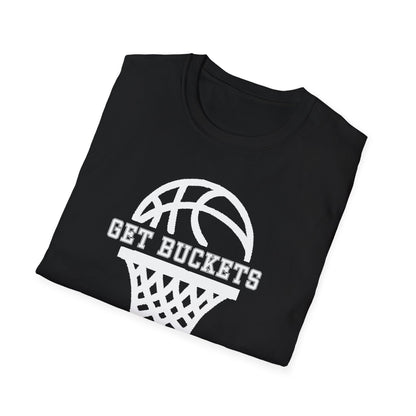GET BUCKETS GO HARD blk ltr  Unisex Basketball T-Shirt