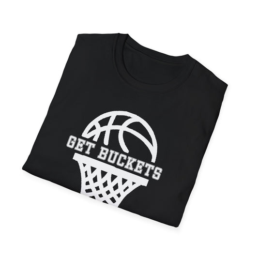 GET BUCKETS GO HARD blk ltr  Unisex Basketball T-Shirt