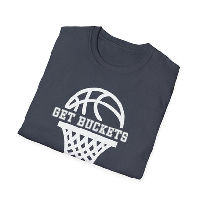 GET BUCKETS GO HARD blk ltr  Unisex Basketball T-Shirt