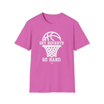 GET BUCKETS GO HARD blk ltr  Unisex Basketball T-Shirt