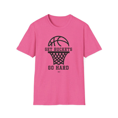 GET BUCKETS GO HARD blk ltr  Unisex Basketball T-Shirt