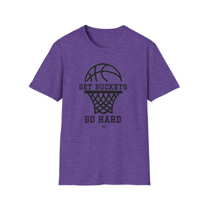 GET BUCKETS GO HARD blk ltr  Unisex Basketball T-Shirt