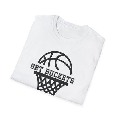 GET BUCKETS GO HARD blk ltr  Unisex Basketball T-Shirt