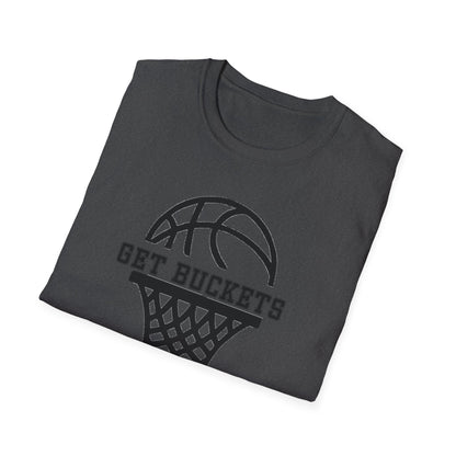 GET BUCKETS GO HARD blk ltr  Unisex Basketball T-Shirt