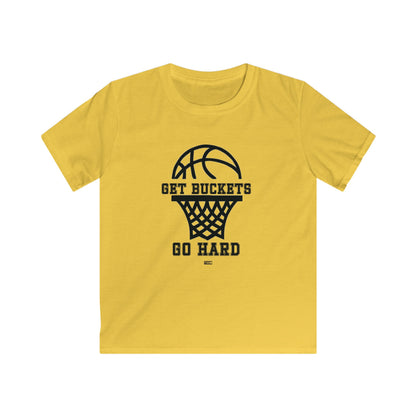 GET BUCKETS GO HARD Kids Basketball Tee
