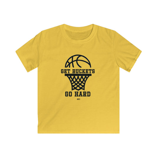 GET BUCKETS GO HARD Kids Basketball Tee