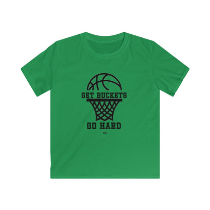 GET BUCKETS GO HARD Kids Basketball Tee