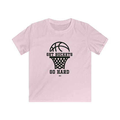 GET BUCKETS GO HARD Kids Basketball Tee