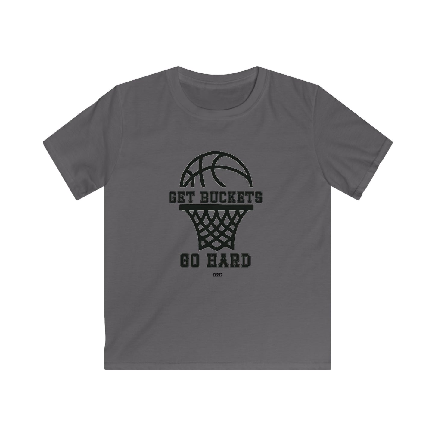 GET BUCKETS GO HARD Kids Basketball Tee