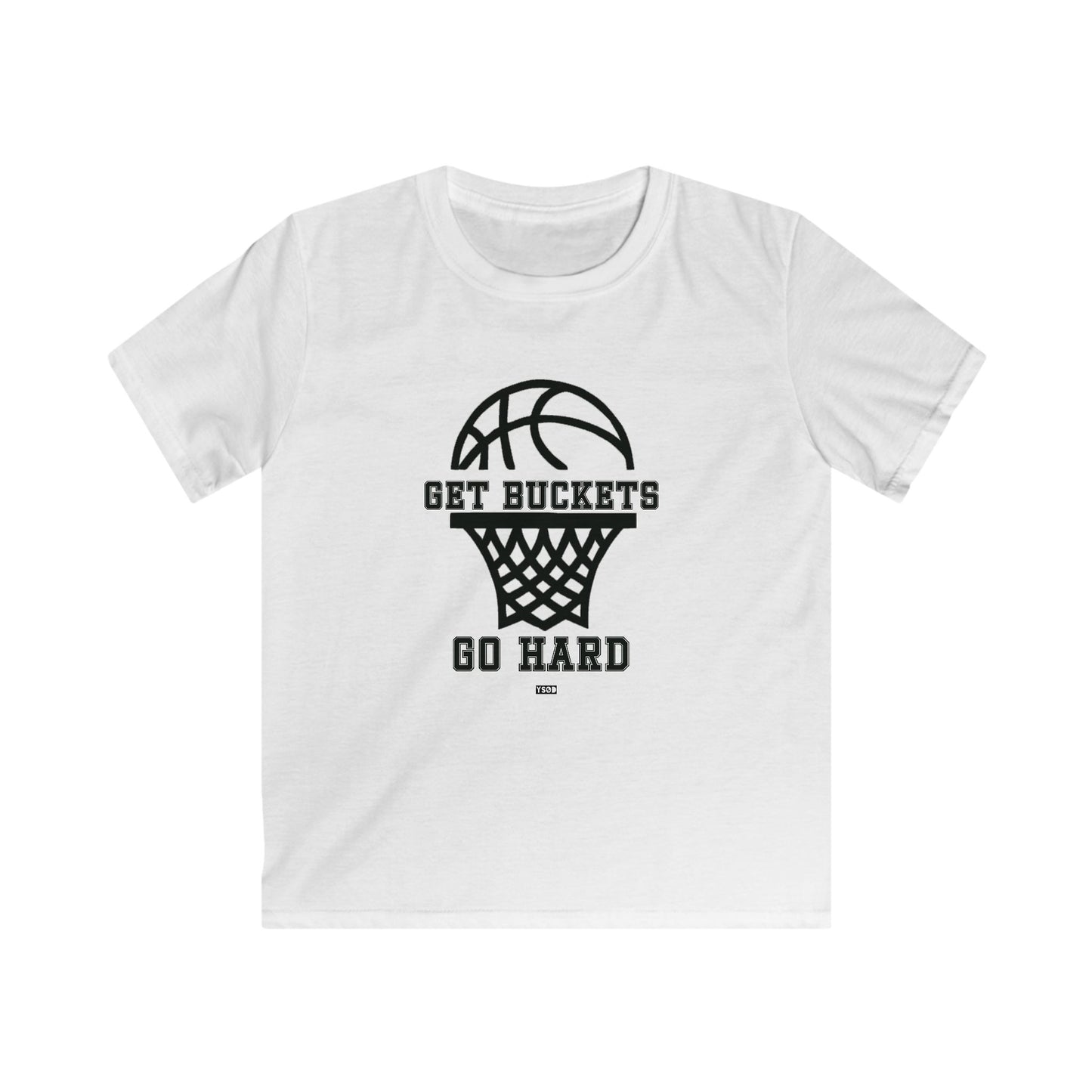 GET BUCKETS GO HARD Kids Basketball Tee