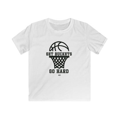 GET BUCKETS GO HARD Kids Basketball Tee