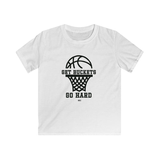 GET BUCKETS GO HARD Kids Basketball Tee