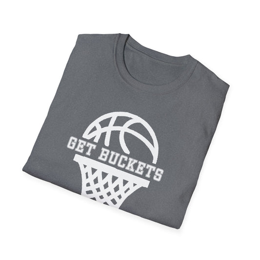 GET BUCKETS GO HARD blk ltr  Unisex Basketball T-Shirt