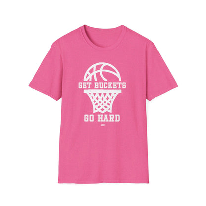 GET BUCKETS GO HARD blk ltr  Unisex Basketball T-Shirt