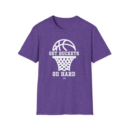 GET BUCKETS GO HARD blk ltr  Unisex Basketball T-Shirt