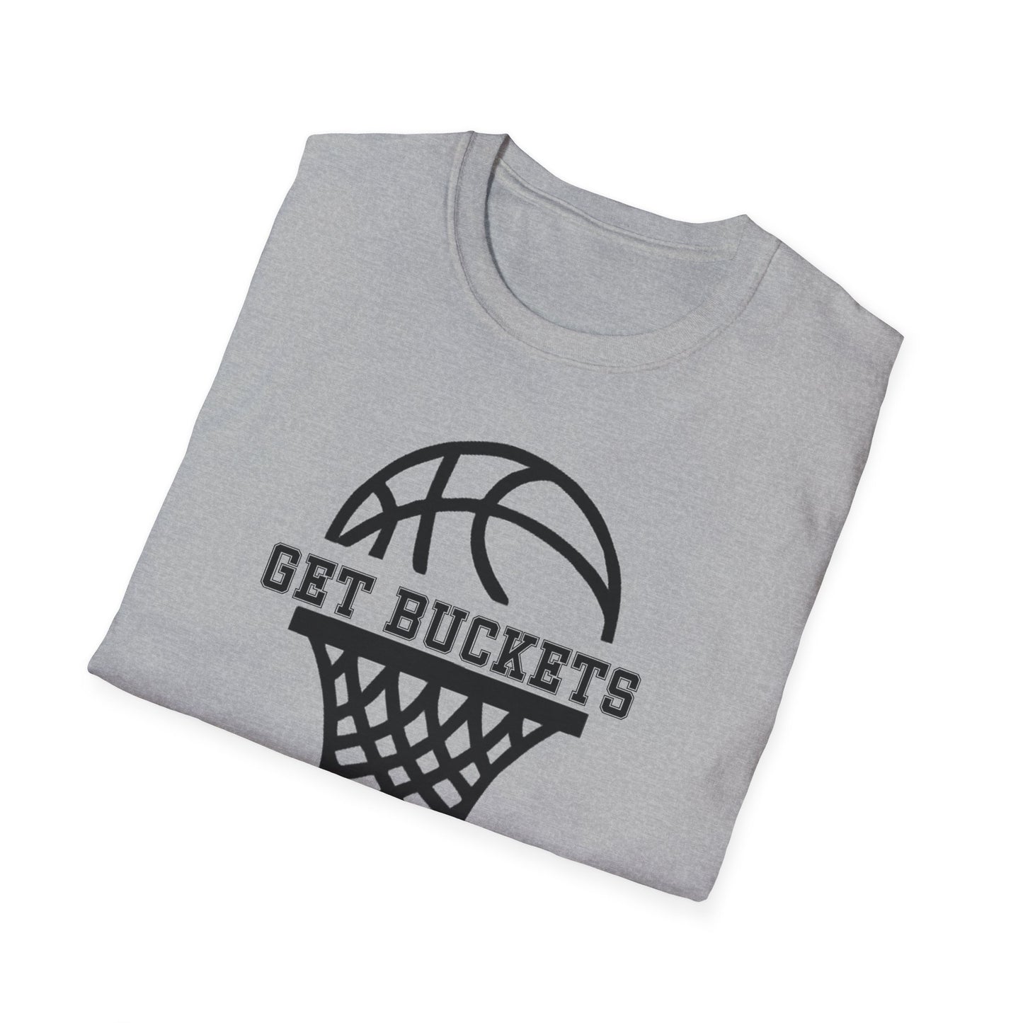 GET BUCKETS GO HARD blk ltr  Unisex Basketball T-Shirt