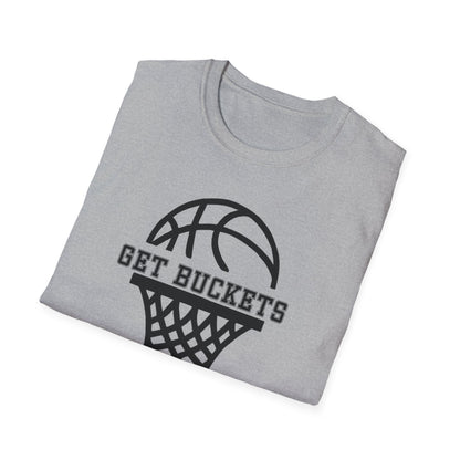 GET BUCKETS GO HARD blk ltr  Unisex Basketball T-Shirt