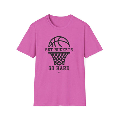 GET BUCKETS GO HARD blk ltr  Unisex Basketball T-Shirt