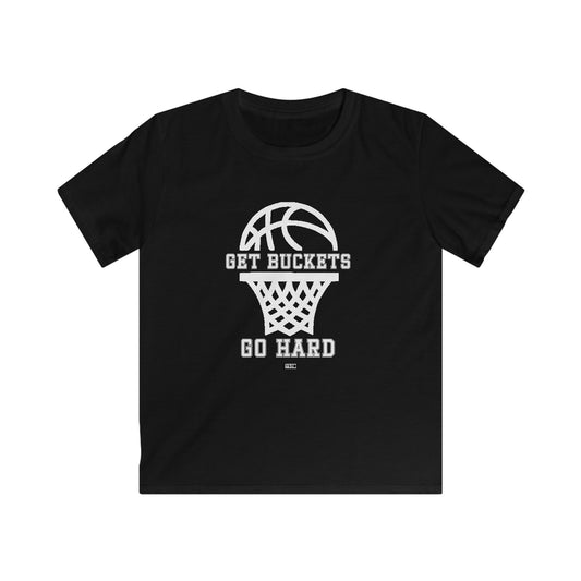 GET BUCKETS GO HARD Kids Basketball Tee