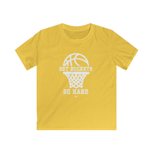 GET BUCKETS GO HARD Kids Basketball Tee