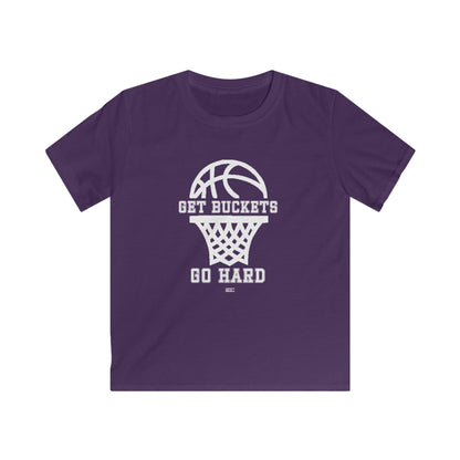 GET BUCKETS GO HARD Kids Basketball Tee