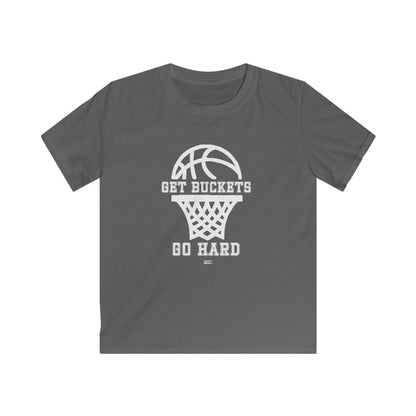 GET BUCKETS GO HARD Kids Basketball Tee