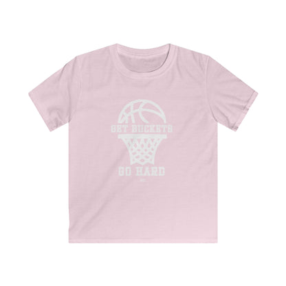 GET BUCKETS GO HARD Kids Basketball Tee