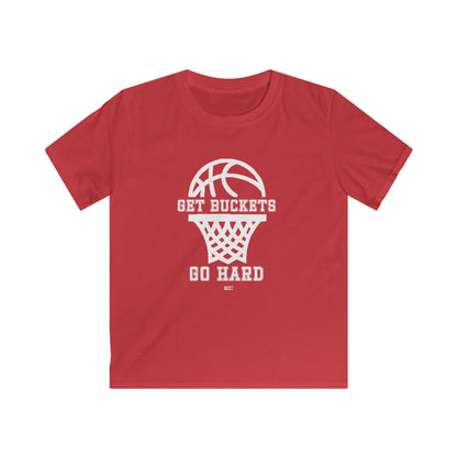 GET BUCKETS GO HARD Kids Basketball Tee